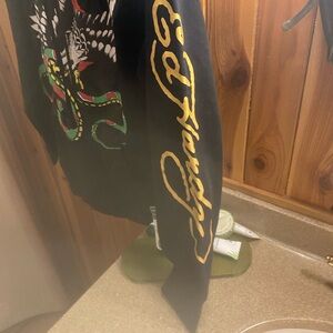 Ed Hardy Hoodie Mens L Black Eagle Snake Graphic East 4th St Pullover‎